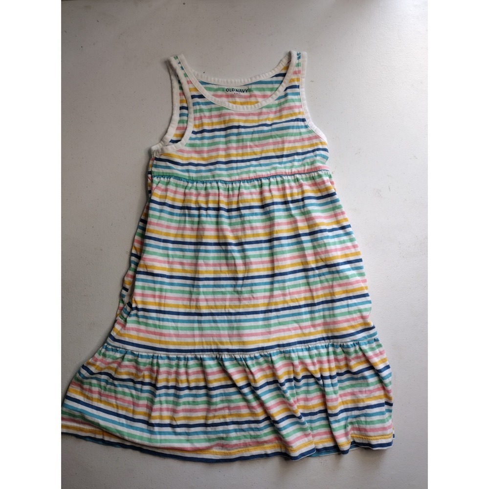 Old Navy Girls Striped Sleeveless Tiered Knit Dress Multicolor Size S 6-7